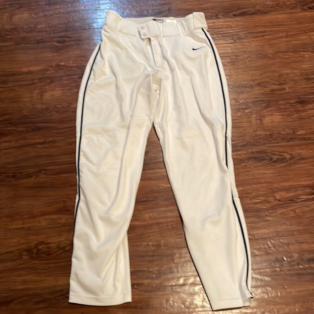 Nike Mens SzL open bottom, blue stripe baseball pants. Gently used. No rips.